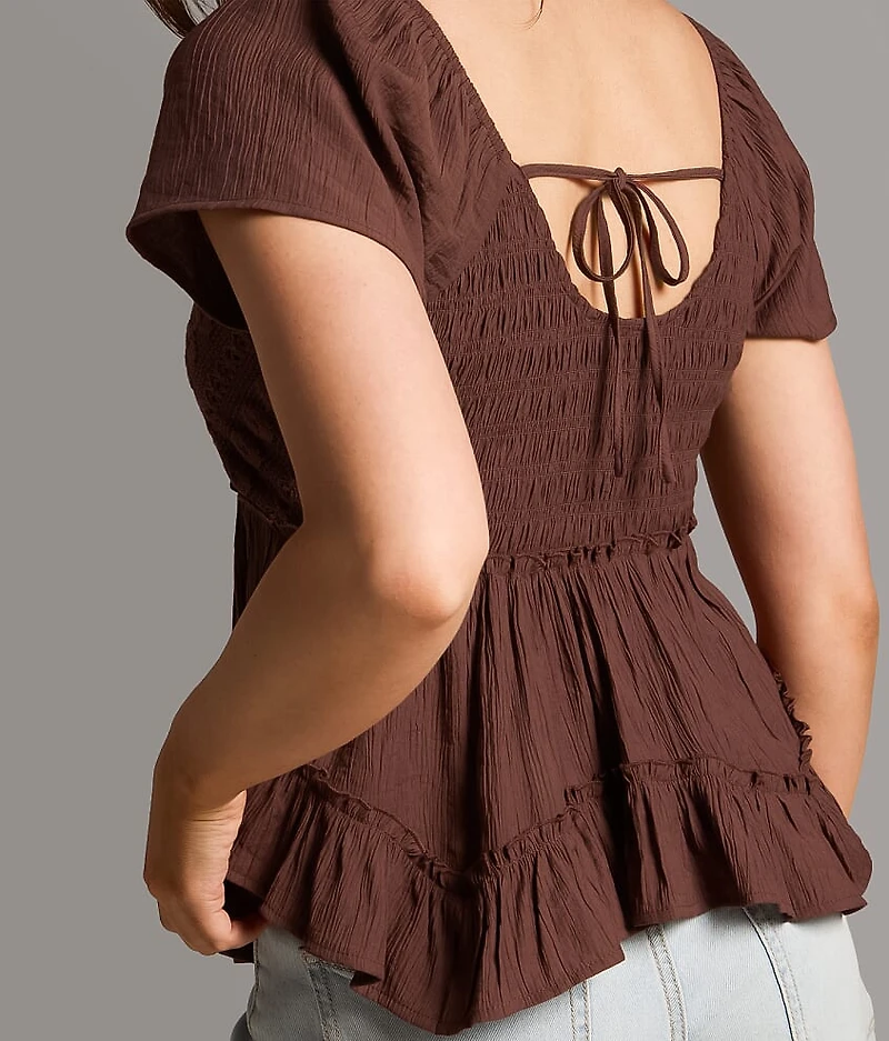 Floral Crinkle Knit Top