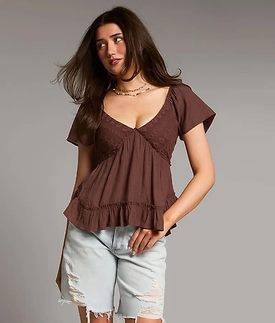 Floral Crinkle Knit Top