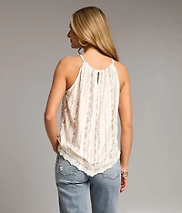 Floral Striped High Neck Tank Top