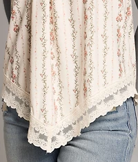 Floral Striped High Neck Tank Top