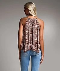 Printed Ruffle Tank Top