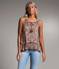 Printed Ruffle Tank Top