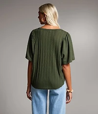 Mixed Stitch Henley Top