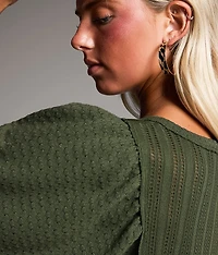 Mixed Stitch Henley Top