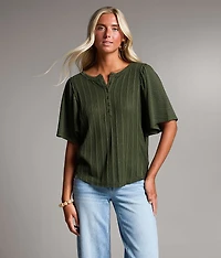 Mixed Stitch Henley Top