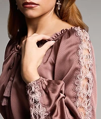 Lace Trim Peplum Top