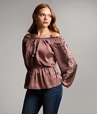 Lace Trim Peplum Top