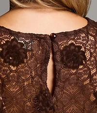 Pleated Floral Lace Top