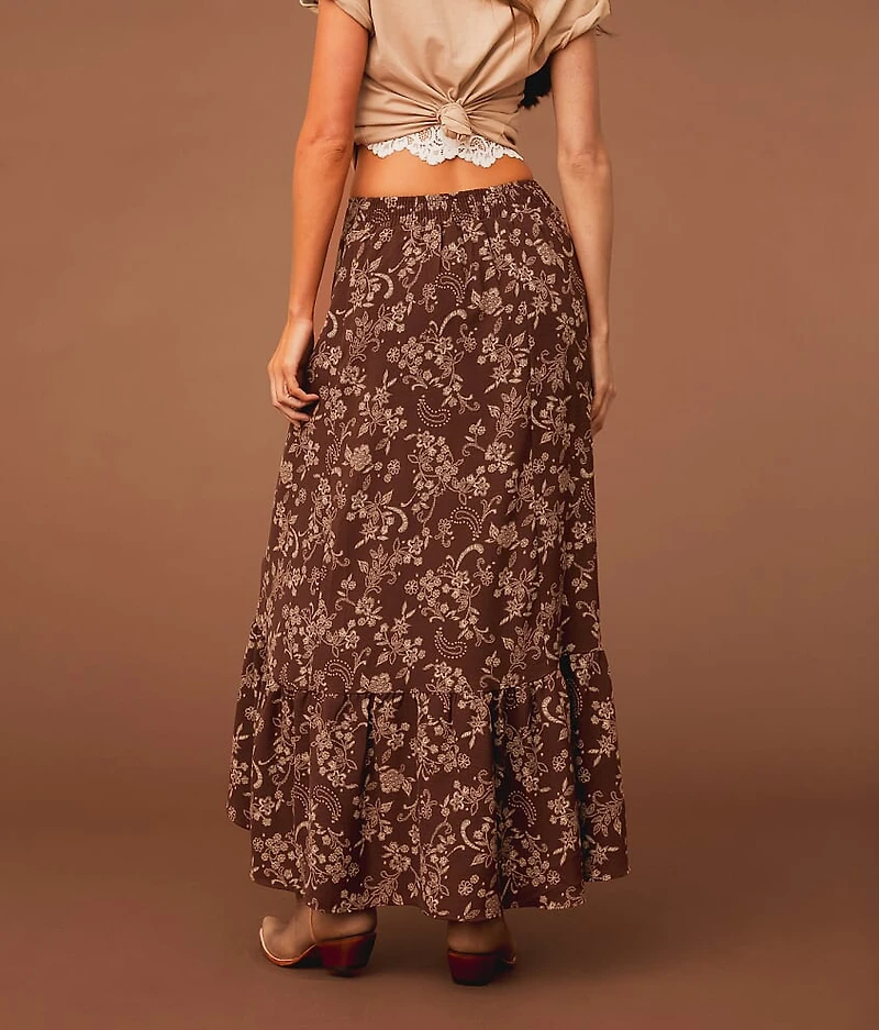 Floral Ruffle Maxi Skirt