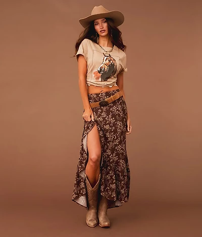 Floral Ruffle Maxi Skirt