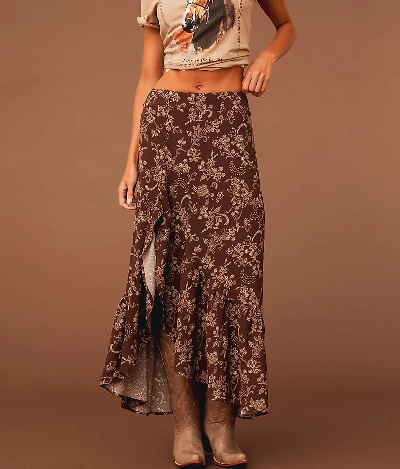 Floral Ruffle Maxi Skirt