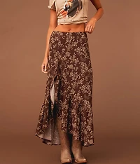 Floral Ruffle Maxi Skirt