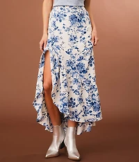 Floral Ruffle Maxi Skirt