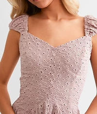 Floral Eyelet Mini Dress