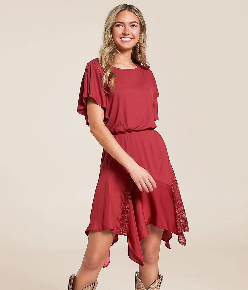 Pieced Lace Mini Dress