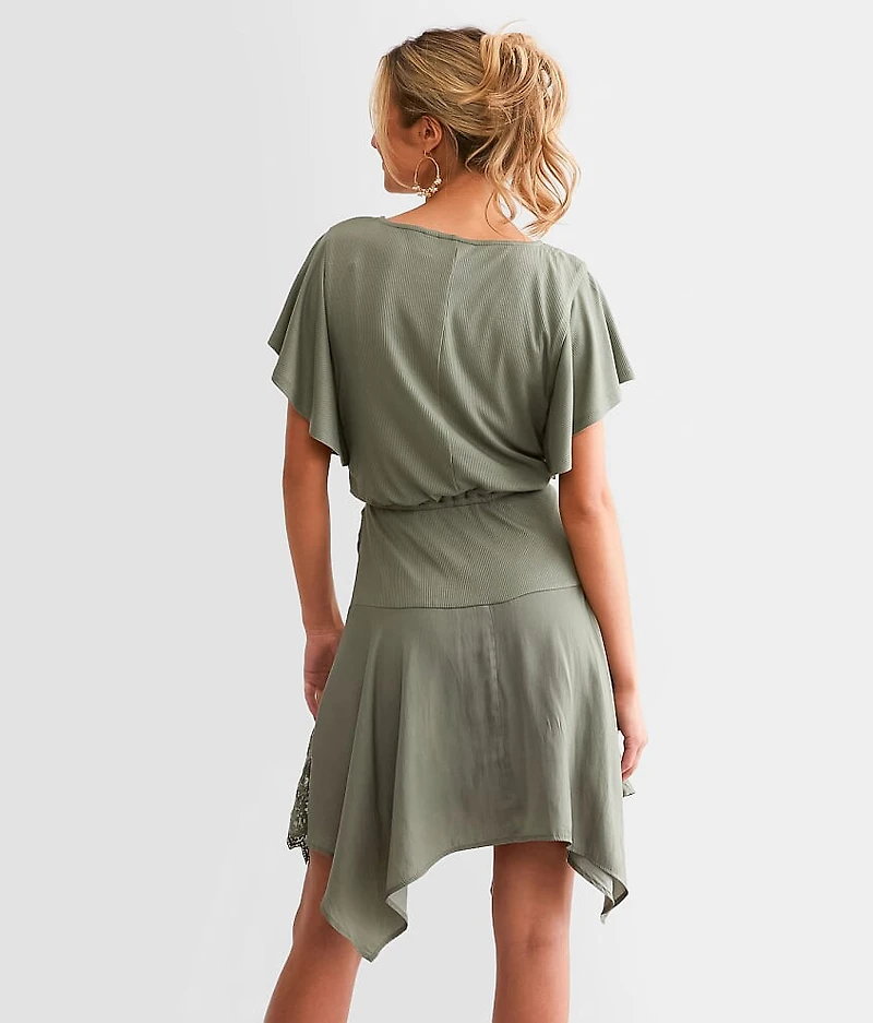 Pieced Lace Mini Dress