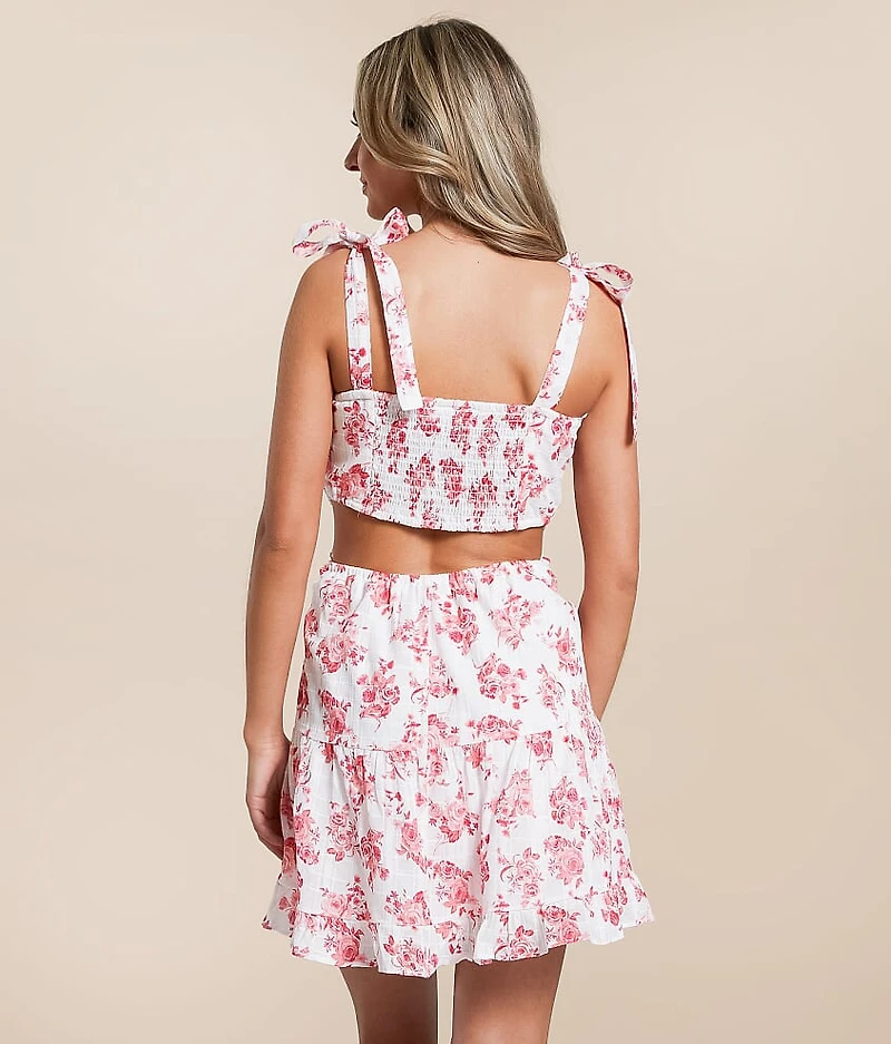 Floral Cut-Out Mini Dress