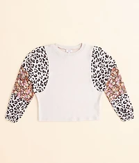 Girls - Floral Cheetah Top