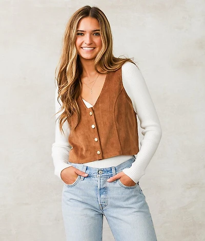 Corduroy Cropped Vest