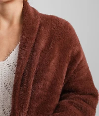 Eyelash Knit Cardigan Sweater