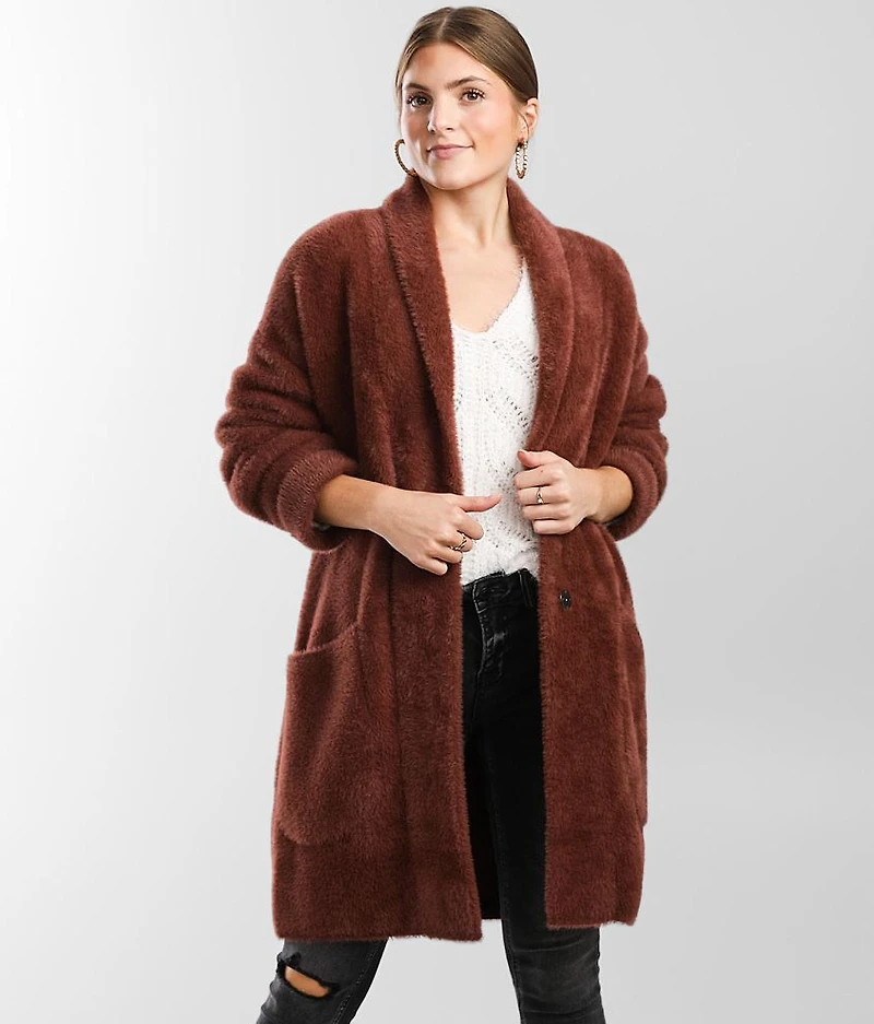 Eyelash Knit Cardigan Sweater