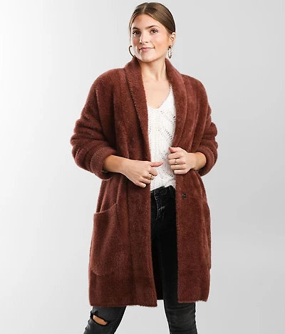 Eyelash Knit Cardigan Sweater