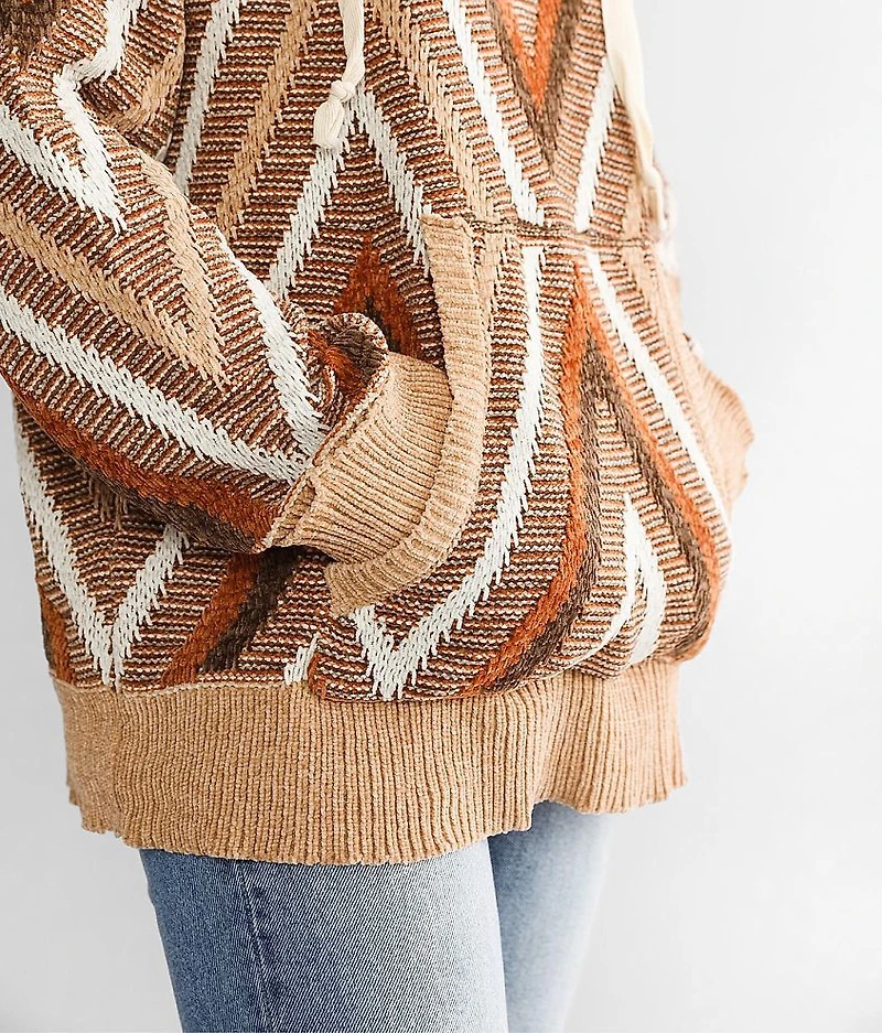 Chevron Chenille Hooded Sweater