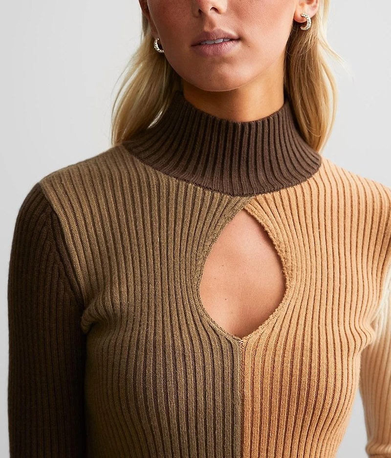 Mock Neck Keyhole Sweater