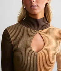 Mock Neck Keyhole Sweater
