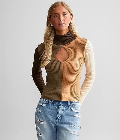 Mock Neck Keyhole Sweater