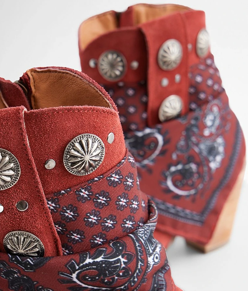 Bandana Leather Western Ankle Boot