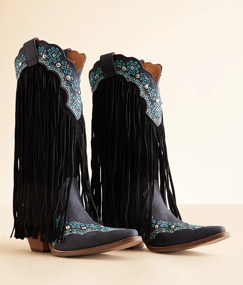 Tequila Sunrise Fringe Western Leather Boot