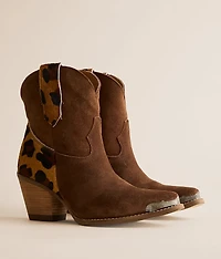 Texas Charm Leopard Leather Western Ankle Boot