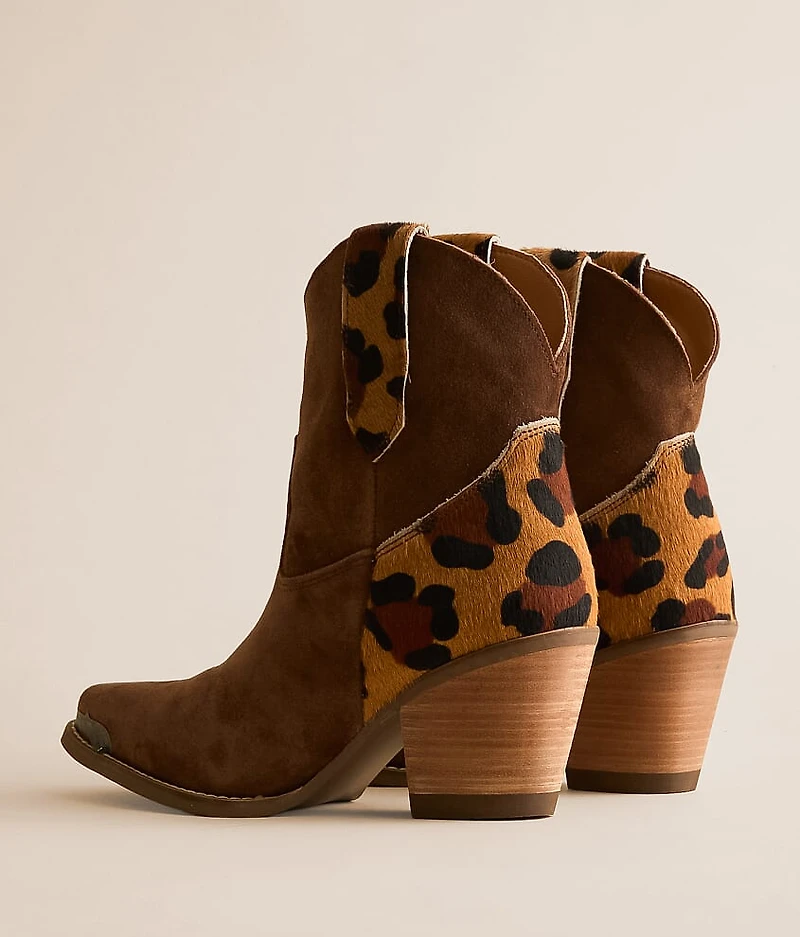 Texas Charm Leopard Leather Western Ankle Boot