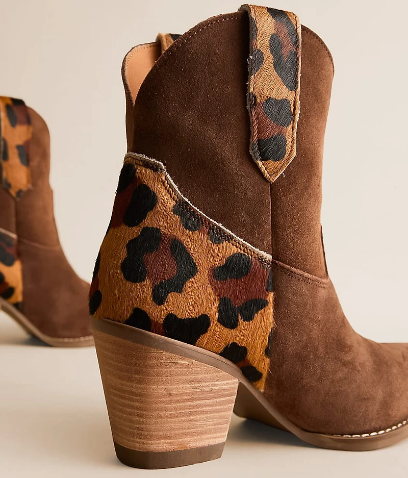 Texas Charm Leopard Leather Western Ankle Boot