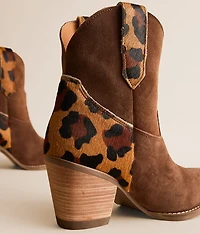 Texas Charm Leopard Leather Western Ankle Boot