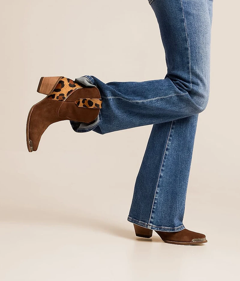 Texas Charm Leopard Leather Western Ankle Boot