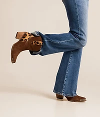 Texas Charm Leopard Leather Western Ankle Boot