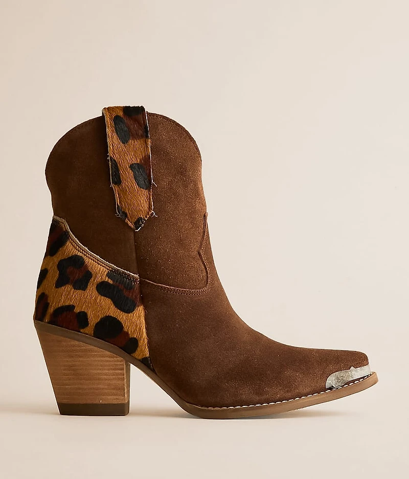Texas Charm Leopard Leather Western Ankle Boot