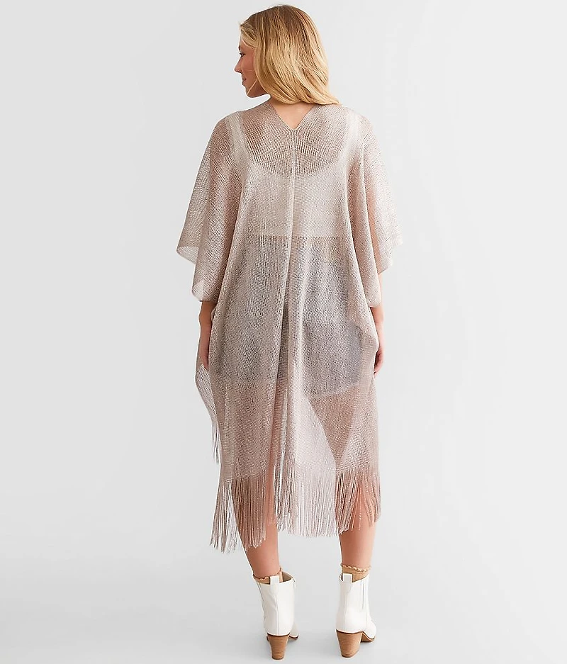 Metallic Fringe Kimono - One