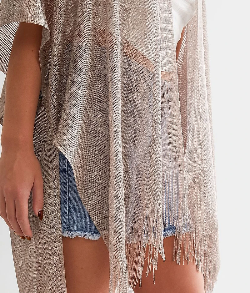 Metallic Fringe Kimono - One