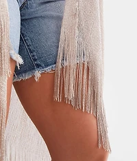 Metallic Fringe Kimono - One