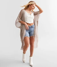 Metallic Fringe Kimono - One