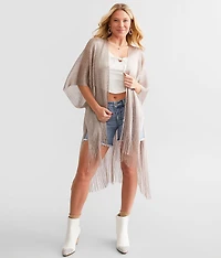 Metallic Fringe Kimono - One
