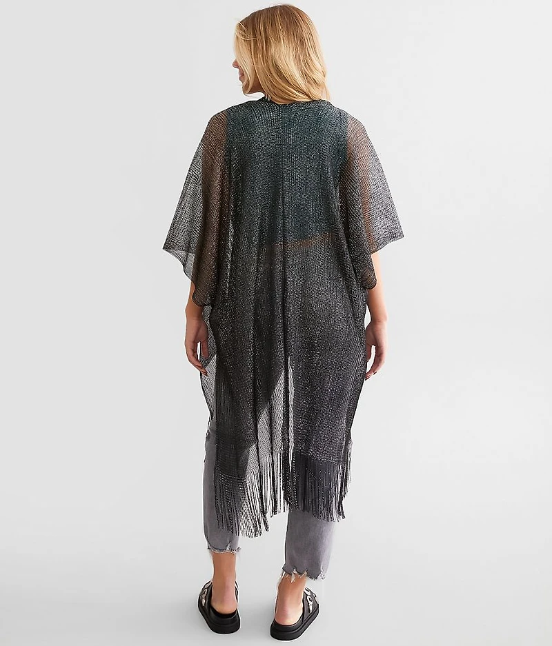 Metallic Fringe Kimono - One