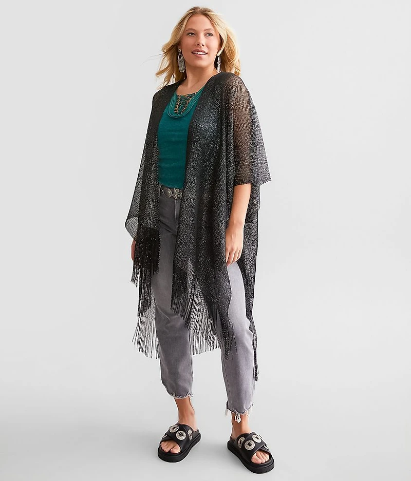 Metallic Fringe Kimono - One