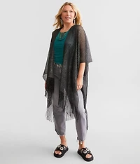 Metallic Fringe Kimono - One