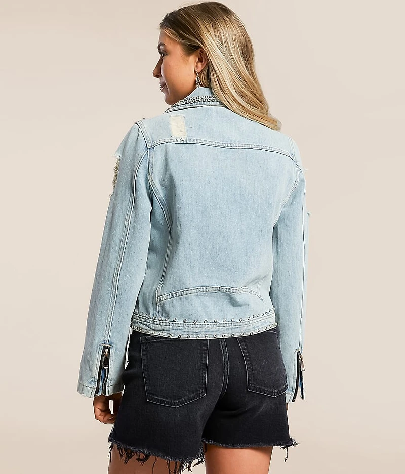 Rhinestone Studded Denim Jacket