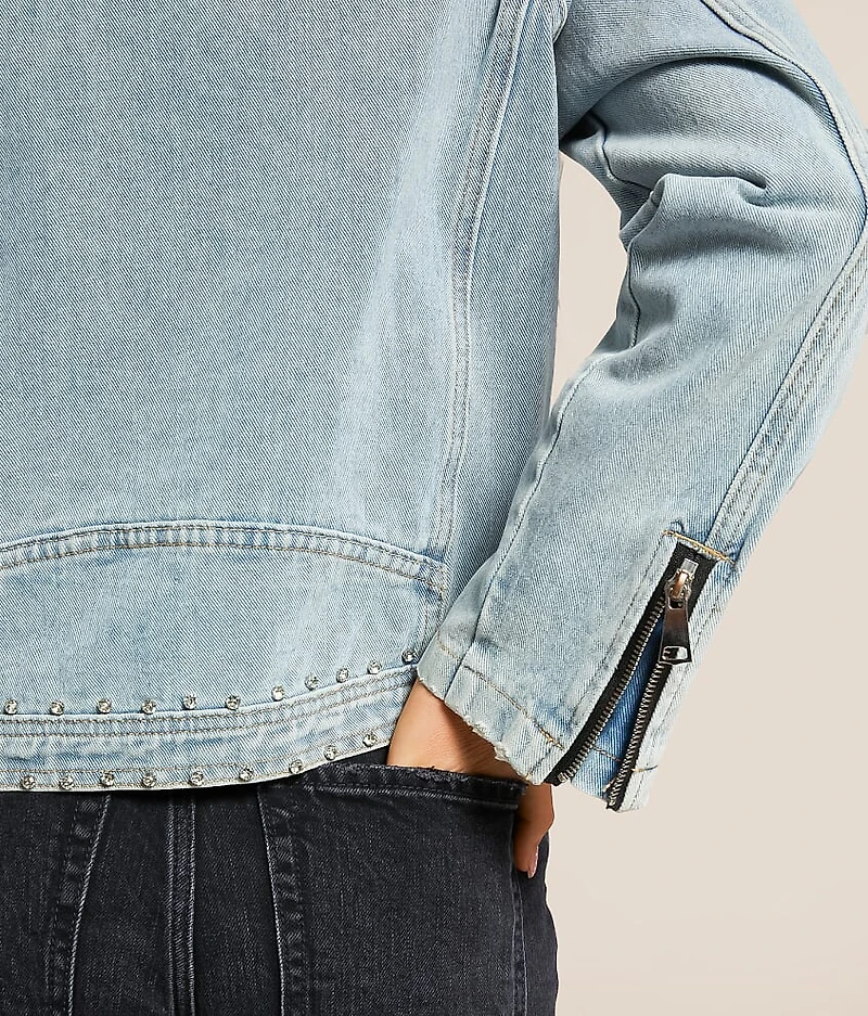 Rhinestone Studded Denim Jacket