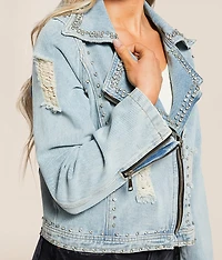 Rhinestone Studded Denim Jacket